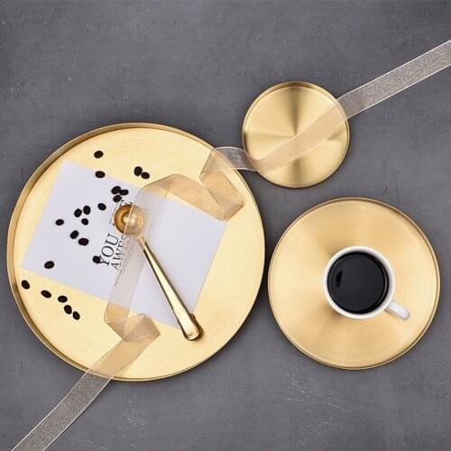 Kitchen Stainless Steel Storage Tray Gold Round Shape Space Saving Organizer Jewelry Display Plate Multifunctional Bathroom