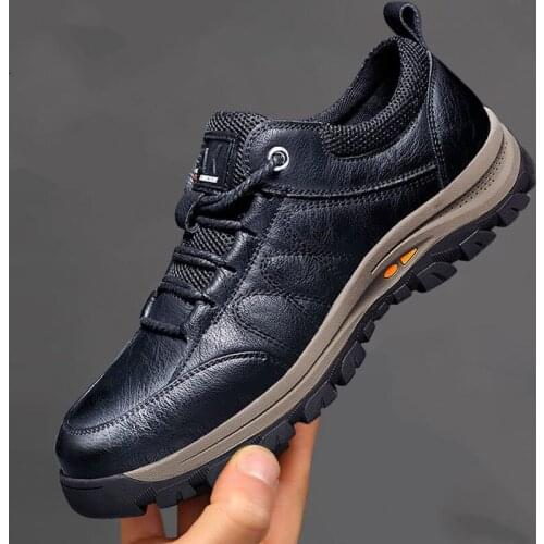Men Business Shoes Genuine Leather Casual Shoes Autumn Hiking Sneakers Non-slip Wear-resistant Outdoor Breathable Mens Boots