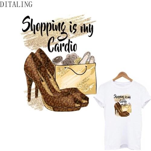 Leopard Heels Patches Fashiong Girl Iron On Transfer On Clothing DIY Washable Sticker On T-Shirt Tops Hoodies Thermal Stickers