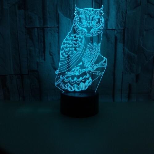 Owl Station Tree 3d Lamp Stereo Vision Touch Colorful Night Bedroom Desk Lamp Acrylic 3d Atmosphere Table Lamp