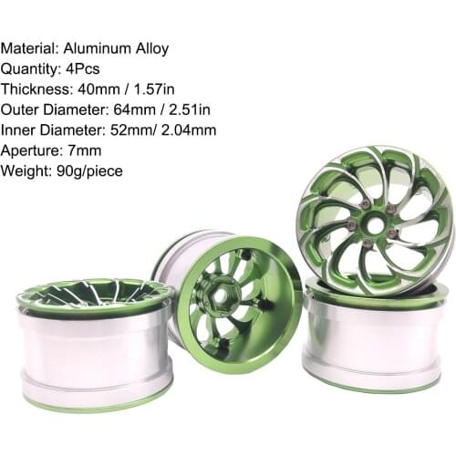 RCTOYFUN 2.2" RC 10 Spokes Alloy Green Wheel Rim Beadlock For 1:10 Cralwer Axial SCX10 90034 90035 90044 D90 4WD Traxxas TRX-4