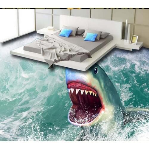 Ocean shark floor murals in wall sticker Photo floor wallpaper papel de parede 3d floor wallpapers