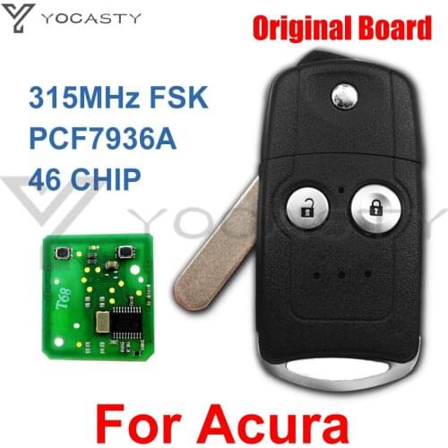 YOCASTY Original Board ID46 Chip Flip Remote Car Key Fob 2 Buttons For Acura 315MHz PCF7936A