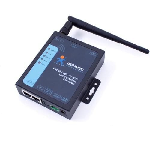 USR-W630 Serial port RS232 RS485 to WIFI Ethernet Converter Server 2 Ethernet ports Support Modbus RTU to TCP