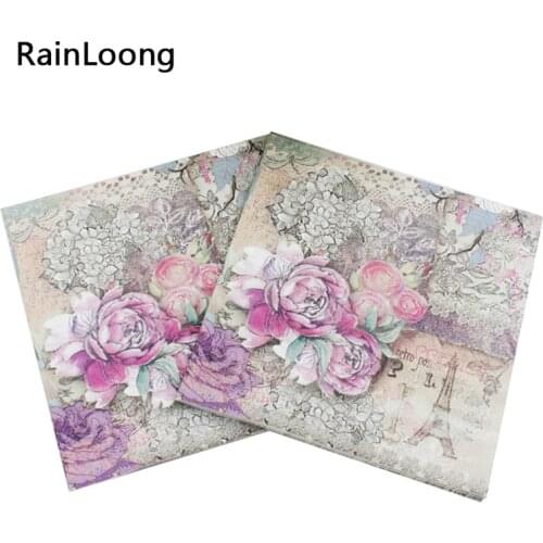 [RainLoong] Tower Paper Napkins Rose Festive & Party Tissue Floral Decoration Guardanapo 33cm*33cm 1 pack (20pcs/pack)