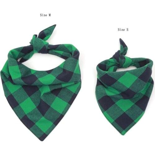 Pet Dog Cat Neck Scarf Cotton Plaid Adjustable Dog Bandana Dogs Cats Grooming Accessories