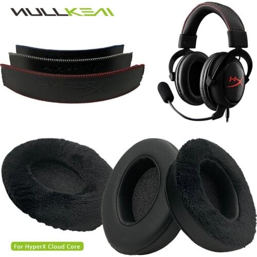 Nullkeai Replacement Earpads Headband for HyperX Cloud Core Headphones Thicken Velvet Leather Earmuff Earphone Sleeve