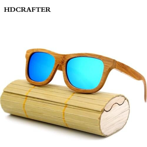 HDCRAFTER 2018 BRAND DESIGN Men Sun Glasses Bamboo Sunglasses Wooden Frame Vintage Sunglasses Polarized Lens Gafas Oculos de sol