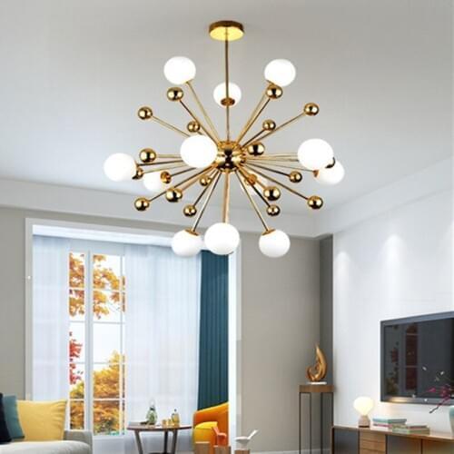 Modern Fashion Loft Art Dandelion Chandelier Creative Gold Warm Bedroom Dinner Living Room Cafe G4 Led Hanging Light Fixtures