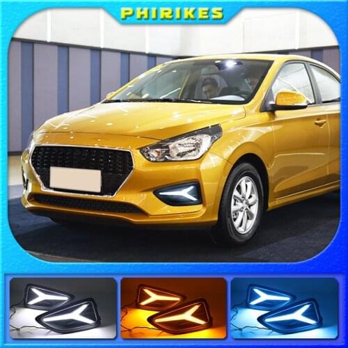 LED DRL Daytime Running Light Fog Lamp 12V Car Running Lights for Hyundai Accent Solaris Verna 2017-2020