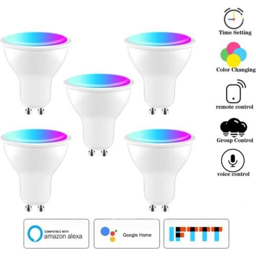 2021 Tuya/smart Life APP WiFi Smart Gu10 LED Light Bulb Spotlight 4W RGBCW DIY Color Voice Control Work With Alexa Google Home