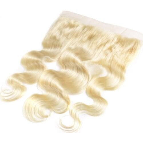 Body Wave 13X4 Transparent Lace Frontal Closure 613 Blonde Color Brazilian Virgin Hair Extension Free Part 150% Density Frontal