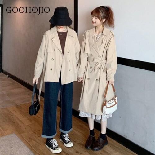 GOOHOJIO 2021 Spring and Autumn Fashionable Women Trench Temperament Loose Trench for Women Single-breasted Casual Trench Women