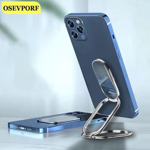 Mobile Phone Holder Ring Buckle Retractable Desktop Bracket Silver Adjustable Car Magnetic Metal Stands Cell Phone Desk Support