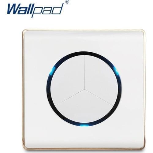 Wallpad 3 Gang 2 Way Random Click Wall Light Switch With LED Indicator White PC Panel For Home