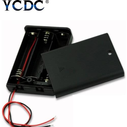 YCDC Black 3 AA 2A Battery Holder Box + With On/Off Switch DIY 3 AA Batteries Standard Slot Holder Case Stack 4.5V 3.6volt