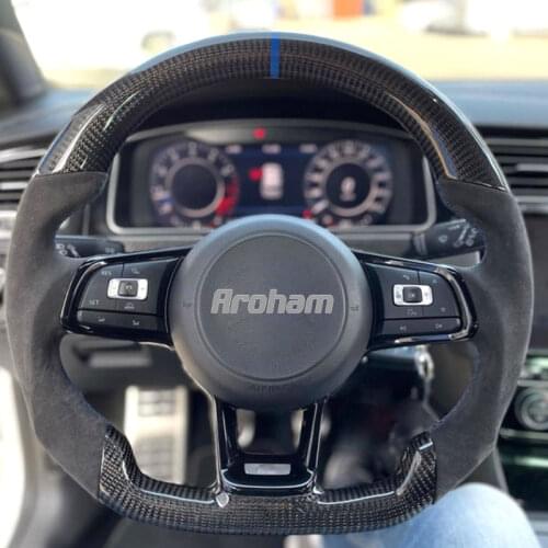 Suede Racing Carbon Fiber Steering Wheel Suede For Volkswagen VW Golf 7 GTI Golf R MK7 VW Polo GTI Scirocco 2015 2016