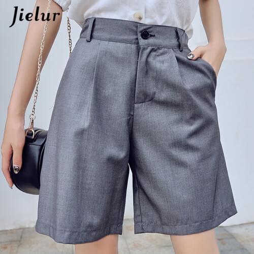Jielur Women Summer Shorts Female Harajuku High Waist Short Pants Straight Cool Vintage Women Shorts 2020 Black Shorts M-5XL