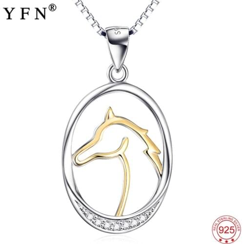 YFN Necklace Women 925 Sterling Silver Cute Horse Head Pendants Necklaces Lovely Necklace Personalized Jewelry Gifts Mom‘s Gifts