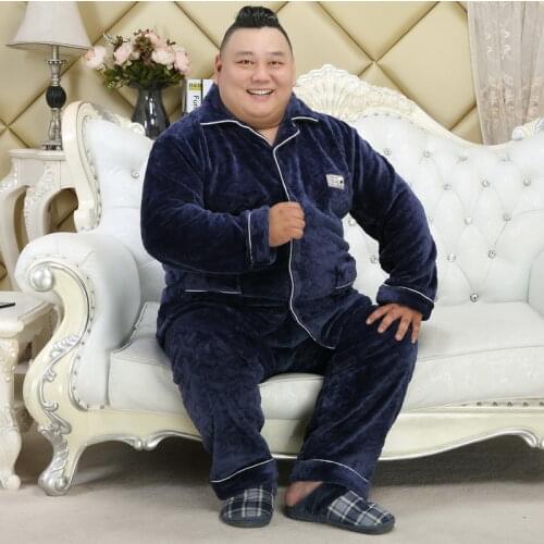 Plus size 150kg Winter thicken keep warm pajamas sets men casual flannel pyjamas long sleeves sleepwear men pyjama homme