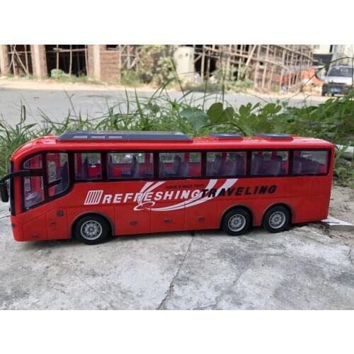 1/30 Rc Car Electric Remote Control Bus with Light Tour Bus Model 2.4G Remote Controlled Machine Toys for Boy Kids Children