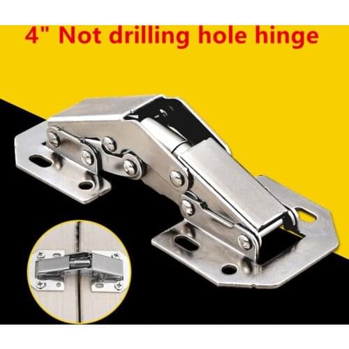 10pcs/lot 4 inch 90 Degree Not Drilling Hole Furniture Hinges Bridge Shaped Spring Frog Hinge Full Overlay Cupboard Door Hinges