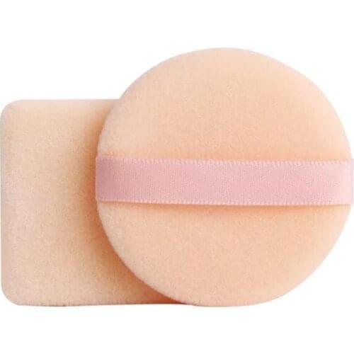 300Pcs/lot 5.5CM Double Sided Flocking Cosmetic Puff Round Ribbon Hand Hook Fine Honey Powder Puff Makeup Accessories HA2393