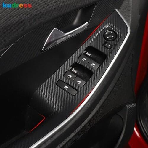 For Hyundai Cantus Creta ix25 2020 2021 Carbon Fiber Interior Window Lift Switch Panel Cover Trim Sticker Car Accessories 4pcs
