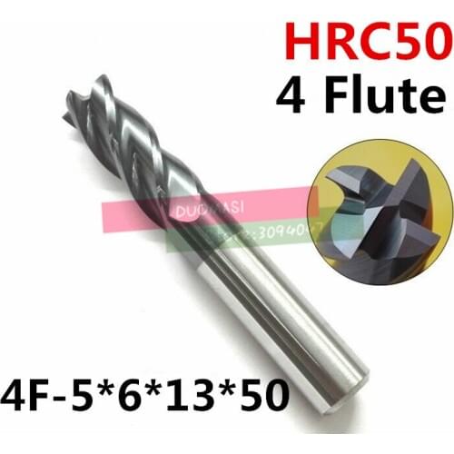 4f-5.0*6*13*50,hrc50,carbide End Mills,carbide Square Flatted End Mill,4 Flute,coating:nano,factory Outlet Length