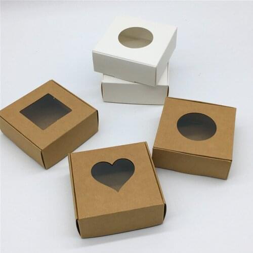 50Pcs/Lot Kraft Paper Boxes Xmas Handmade Wedding Gift Festival Souvenirs Packing Paper Candy Boxes