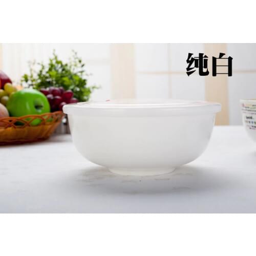 7 inch, plain white bone china lunch box with seal lid, salad bowl coconut bowls, ceramic bowl bento, porcelain serve soup bowl