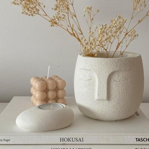 Concrete Flowerpot mold Creative Expressionless Face Design Literary Decoration Cement Clay Epoxy Resin Pen Flowerpot mold