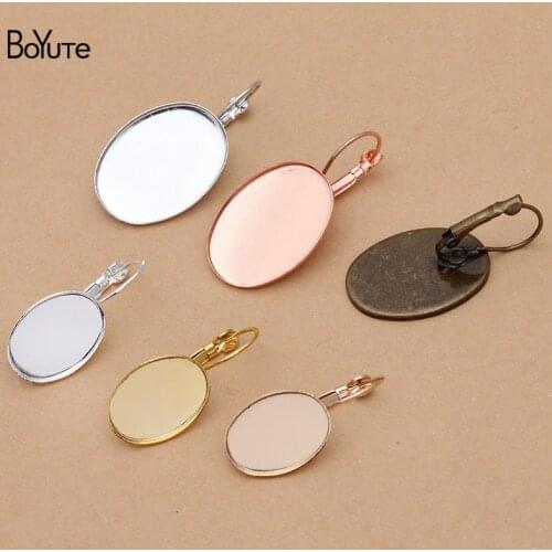 BoYuTe (20 Pieces/Lot) Fit 13*18MM 18*25MM Oval Cabochon Earring Settings Diy Handmade Blank Earring Base Jewelry Materials