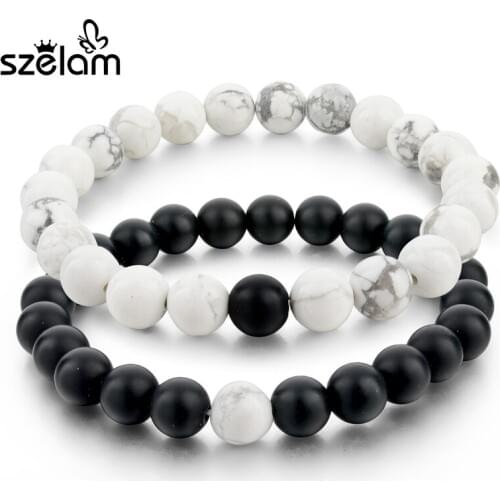 Szelam 8mm Natural Stone Couple Bracelet for Women Men Lovers Bracelets Fashion Jewelry Pulsera 2019 SBR160101