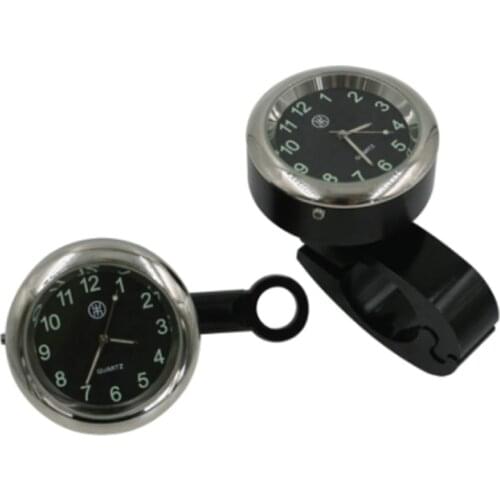 Universal 7/8" Waterproof Chrome Motorcycle Bike Handlebar Mount Quartz Clock Watch Aluminum Luminous Clock Moto Black Accessori