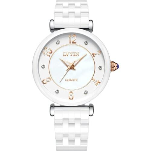 Lvyin Luxury Brand Ceramic Watch Women Fashion Simple Waterproof Quartz Watch Lady Elegant Business Clock Women Dress Watch 6841