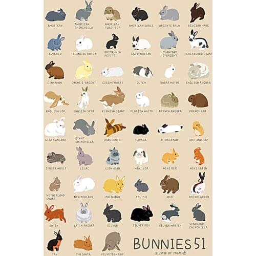 A variety of rabbits The wooden puzzle 1000 pieces ersion paper jigsaw puzzle white card adult childrens educational toys