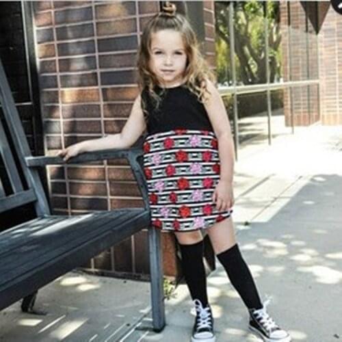 Kids Dresses for Girls Fashion Summer Sleeveless Casual Dress Striped Flower Girl Dress Childrens Clothing