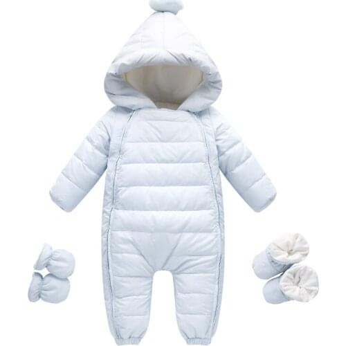 Baby Winter Jumpsuit Baby Snowsuit Girl Puffer Coat Infant Thick Duck Down Overalls Snow Wear Outfits Solid