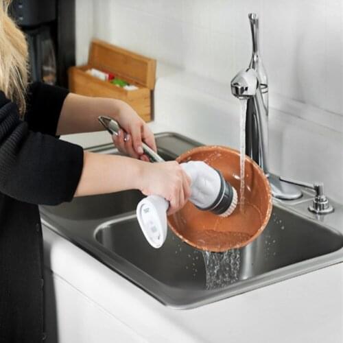 Electric Cleaning Brush Rechargeable Cordless Brush Power Scrubber With Detachable Brush Head Bathroom Kitchen Cleaning Tools