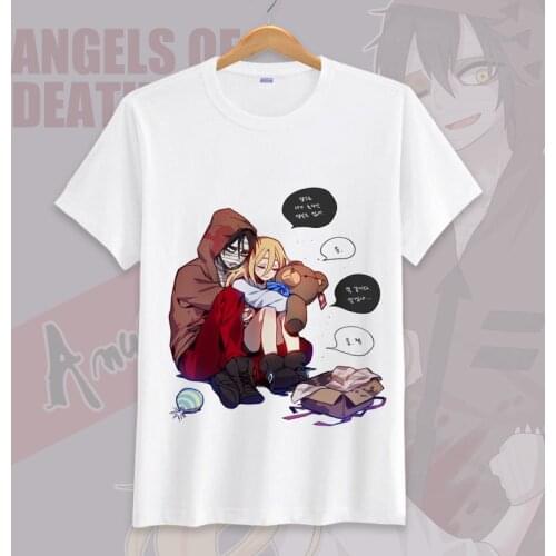 Japanese Anime Angels of Death Cosplay T Shirt Rachel Gardner Isaac Foster Cartoon T-Shirt Fashion Graphic Top Tee Costume