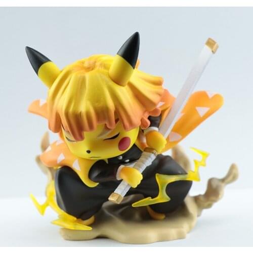 Pokemon Toys PIKACHU Cos Emon Slayer Agatsuma Zenitsu Action Figures Models Furnishing Articles