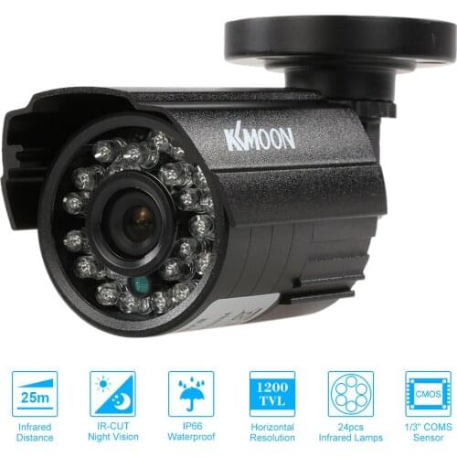 KKmoon 200TVL CCTV Bullet Camera 24 IR Lamps Night Vision 1/3’’ CMOS IR-CUT Waterproof For Home Security PAL System