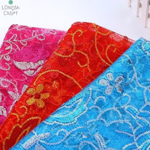 Longan Craft Supplies Sequined Mesh Tulle Fabric Sewing For DIY Dress Shirt Skirt Embroidery Lace Cloth Material Accessory