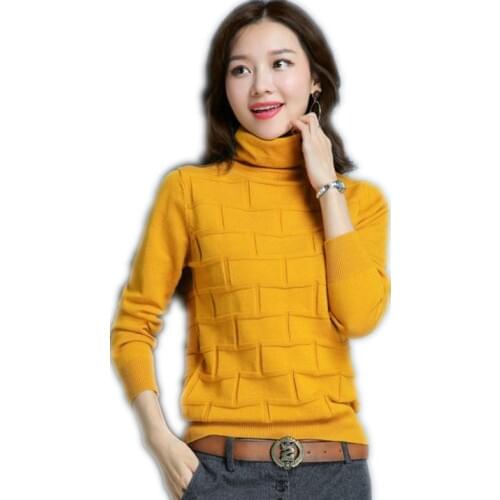 Long Sleeve Fashion Autumn Winter Women Knitted Sweater Pullovers 2018 Turtleneck Slim Women Bottom Sweater Casual Hot Sale Q739