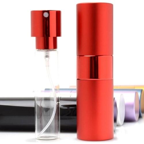 15ML Empty Sample Atomizer Spray Glass Perfume Bottle Rotary Spray Aluminum Cosmetic Packaging Container LX8073