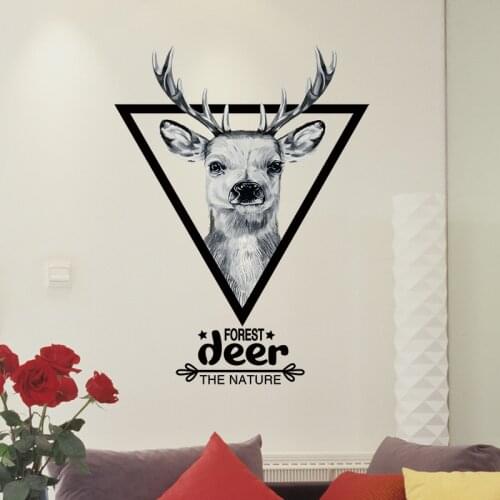 [shijuekongjian] Deer Head Wall Stickers Vinyl DIY Animal Wall Decals for Living Room Baby Bedroom Nursery Zoo House Decoration