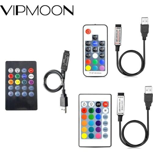 Led Strip Lights RGB USB IR RF Remote Controller 5V 12V 24V USB Music Sound Sensor LED Strip light 17 24 Key Remote Wireless