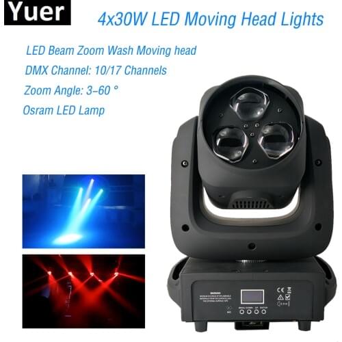 RGBW LED Stage Light 3x40W LED Beam Zoom Wash Moving Head Light DMX-512 Led Dj Xmas Musico Christmas Sound Active Disco Lights