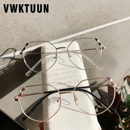 VWKTUUN Glasses Frames Irregular Metal Enamel Flower Glasses Frame Women Eyewear Myopia Frames Geometric Eyeglasses Frames